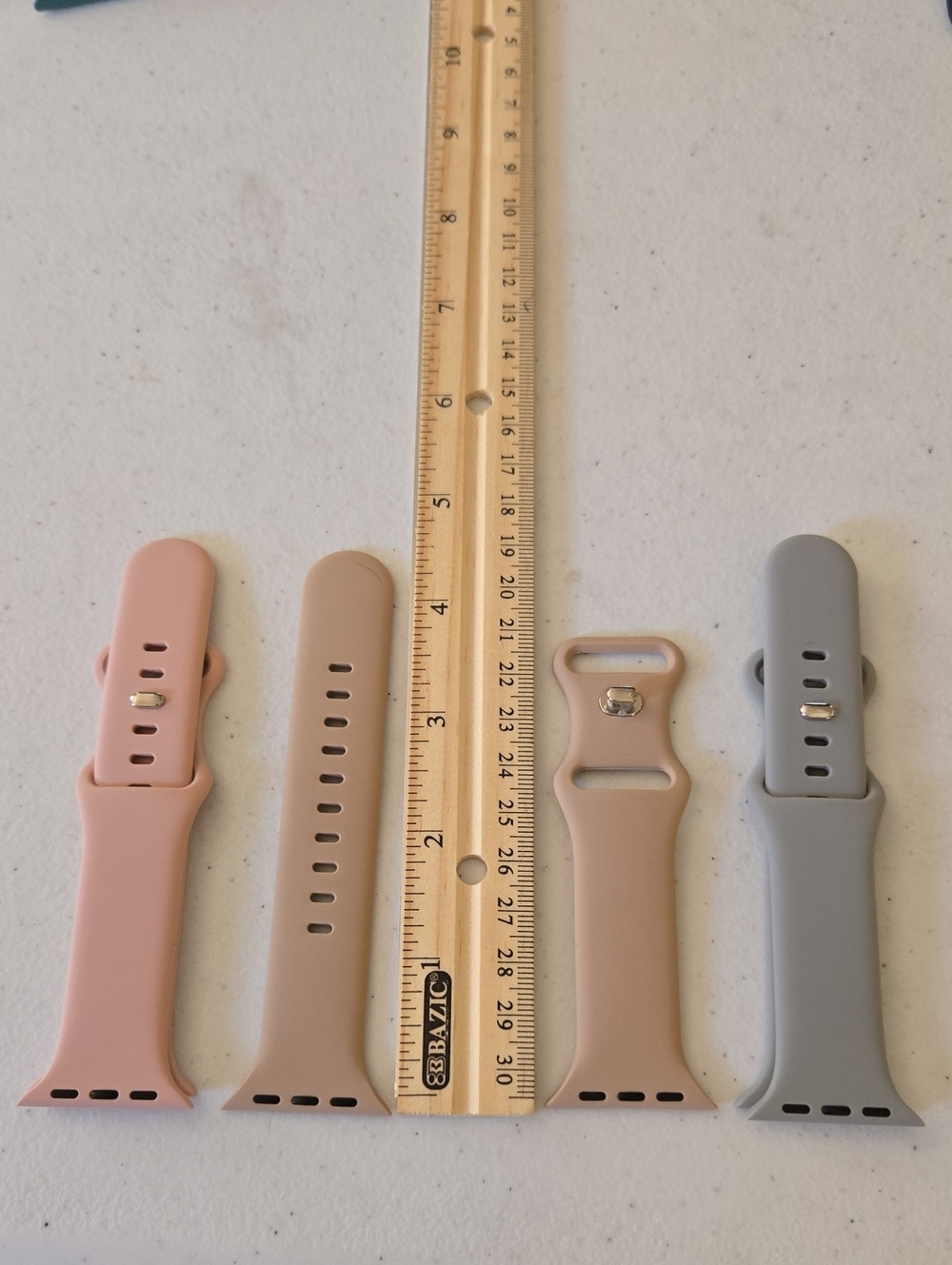 APPLE Silicone Replacement Watch Bands Beige, Rose, Gray set Of 3 (S/M) lot#3